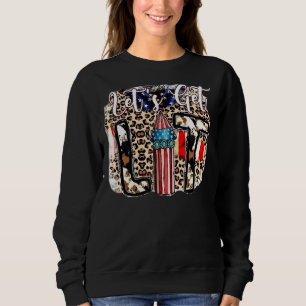 America Flag Leopard Let's Get Lit Usa Patriotic Sweatshirt