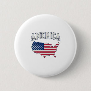 America Flag Map Patriotic Vintage Graphic Shirt_1 6 Cm Round Badge