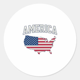 America Flag Map Patriotic Vintage Graphic Shirt_1 Classic Round Sticker