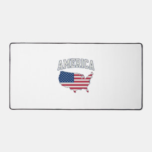 America Flag Map Patriotic Vintage Graphic Shirt_1 Desk Mat