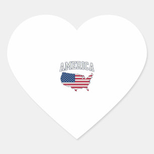 America Flag Map Patriotic Vintage Graphic Shirt_1 Heart Sticker