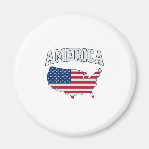 America Flag Map Patriotic Vintage Graphic Shirt_1 Magnet