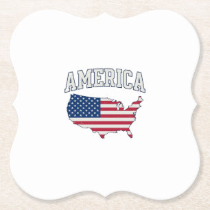 America Flag Map Patriotic Vintage Graphic Shirt_1 Paper Coaster