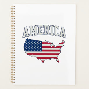 America Flag Map Patriotic Vintage Graphic Shirt_1 Planner