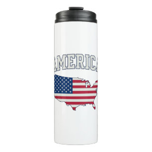 America Flag Map Patriotic Vintage Graphic Shirt_1 Thermal Tumbler