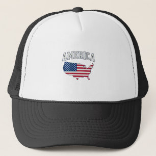 America Flag Map Patriotic Vintage Graphic Shirt_1 Trucker Hat