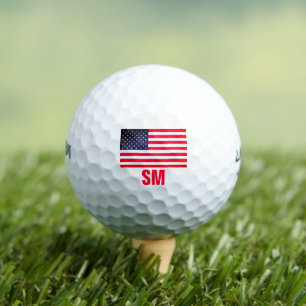 America Flag Patriotic USA Red and Blue Initials Golf Balls