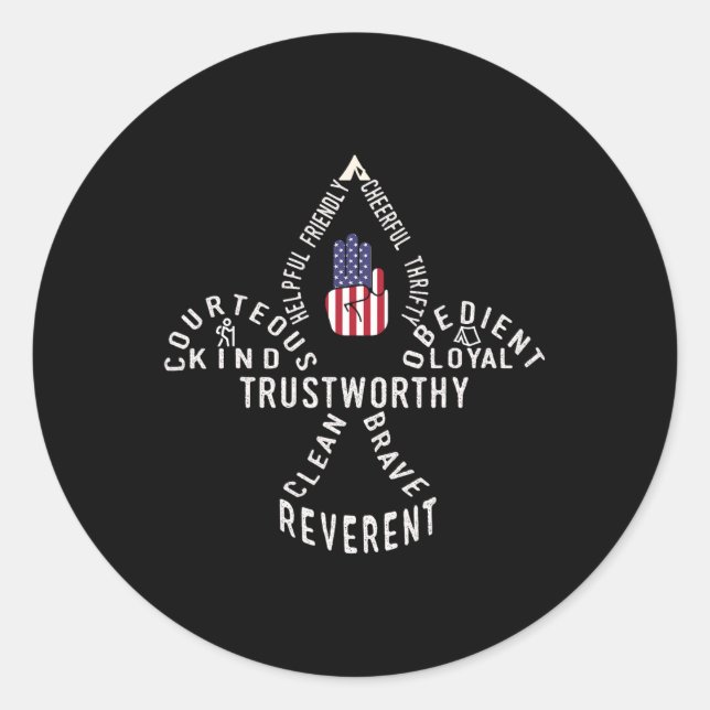 America Flag Scouting Law  Classic Round Sticker (Front)