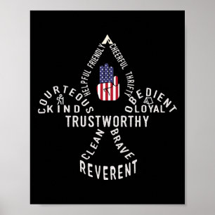 America Flag Scouting Law  Poster