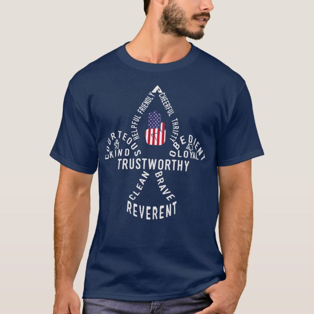America Flag Scouting law T-Shirt (Front)