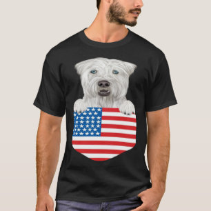 America Flag Soft Coated Wheaten Terrier Dog In Po T-Shirt