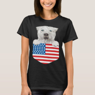 America Flag Soft Coated Wheaten Terrier Dog In Po T-Shirt