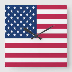 America Flag  Square Wall Clock