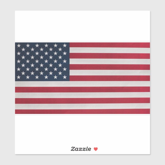 America Flag Sticker (American flag with 50 white stars on a blue rectangle and 13 red and white stripes, vintage style.)