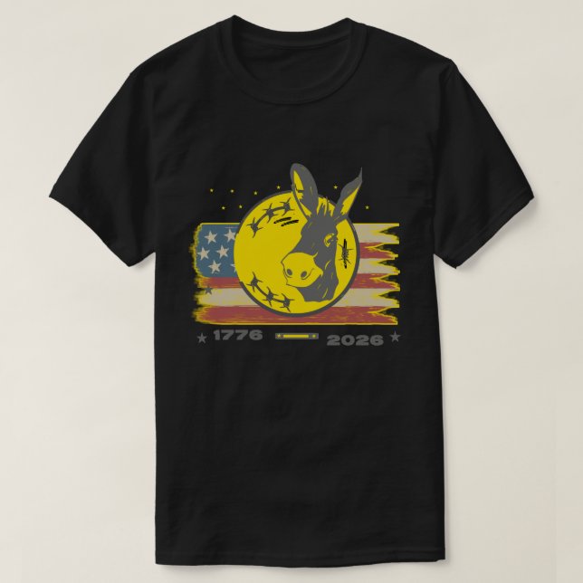 America flag with cool donkey T-Shirt (Design Front)