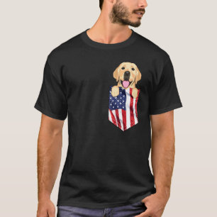 America Flag Yellow Labrador Retriever Dog In Pock T-Shirt