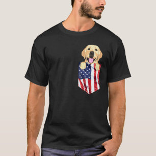 America Flag Yellow Labrador Retriever Dog In Pock T-Shirt