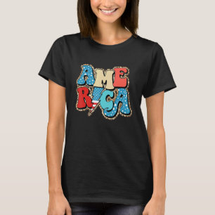 America Flash Leopard 4th Of July Patriotic Americ T-Shirt