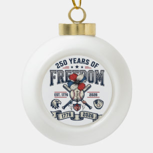 America Floral Patriotic Vintage Vector Design_1 Ceramic Ball Christmas Ornament