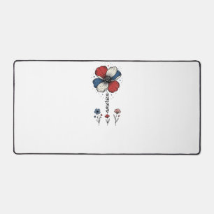 America Floral Patriotic Vintage Vector Design_1 Desk Mat