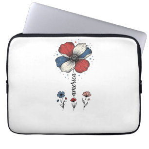 America Floral Patriotic Vintage Vector Design_1 Laptop Sleeve
