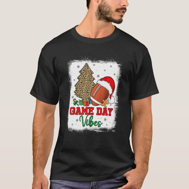 America Football Game Day Vibes Leopard Football S T-Shirt (Front)