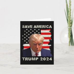America Free Trump Mug Shot 2024 American Flag Card