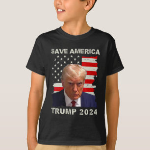 America Free Trump Mug Shot 2024 American Flag T-Shirt