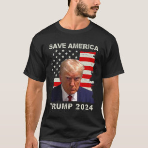 America Free Trump Mug Shot 2024 American Flag T-Shirt