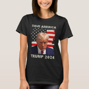 America Free Trump Mug Shot 2024 American Flag T-Shirt