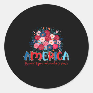 America freedom brave independence classic round sticker