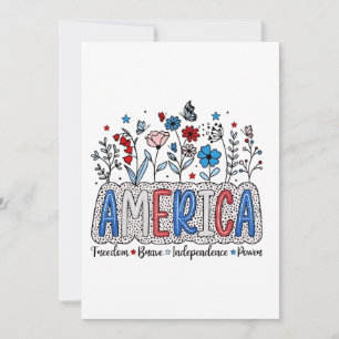 America Freedom Brave independence Power 4th July  Invitation