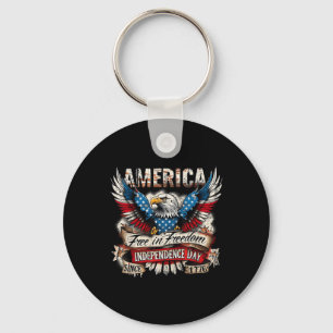 America Freedom Eagle Since 1776 Patriotic Design Key Ring
