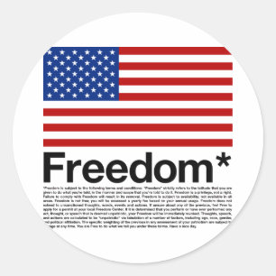 America: Freedom terms and conditions Classic Round Sticker