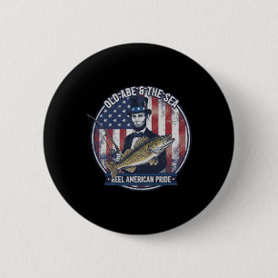 America Funny 4th Of July Abe Lincoln Fishing  6 Cm Round Badge