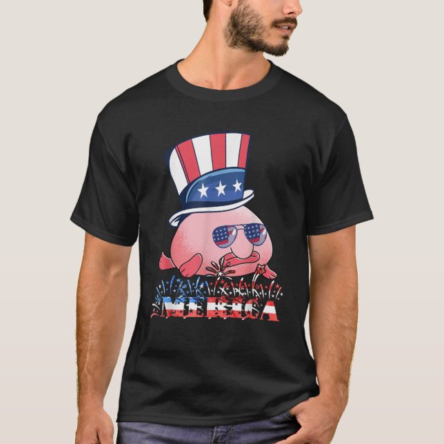 America Funny Blobfish American Flag Ugly Grumpy G T-Shirt (Front)