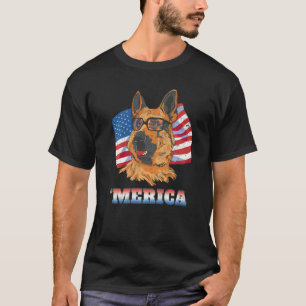 America German Shepherd American Flag Usa 4th Of J T-Shirt
