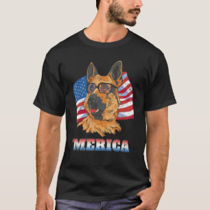 America German Shepherd American Flag Usa 4th Of J T-Shirt
