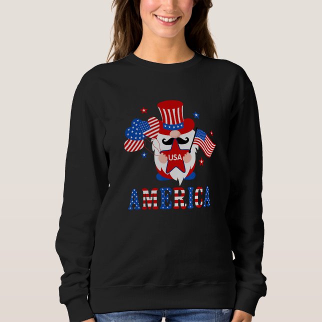 America Gnome American Flag 4th Of July Family Mat Sweatshirt (Front)