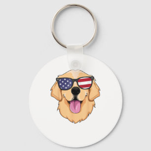 America Golden Retriever 4th of July for Men Boys Key Ring