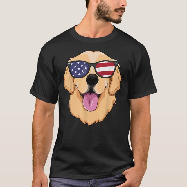 America Golden Retriever 4th Of July For Men Boys  T-Shirt (Front)