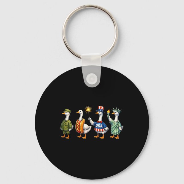 America Goose Squad Happy Fourth 4th Of July Ameri Key Ring (Front)