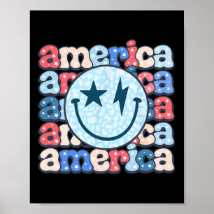 America Groovy Smile Shirt For Women 4th Of July P Poster