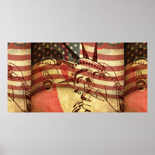 America, grunge background poster