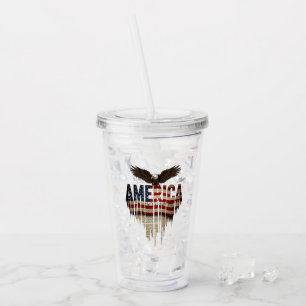America grunge flag and eagle acrylic tumbler
