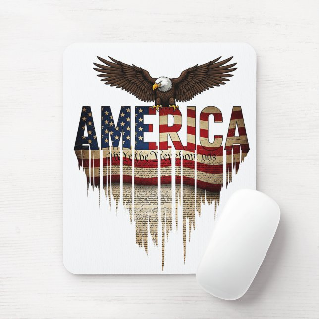 America grunge flag and eagle mouse pad (With Mouse)