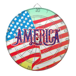 AMERICA Grunge Style Typography, Colourful USA Fla Dartboard