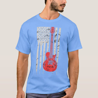 America Guitarist Music USA Flag Guitar T-Shirt