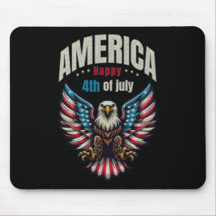 America Happy 4th Of July - Patriotic Eagle Men Mouse Pad
