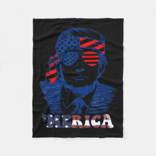 America Happy 4th Of July Trump American Flag Fleece Blanket